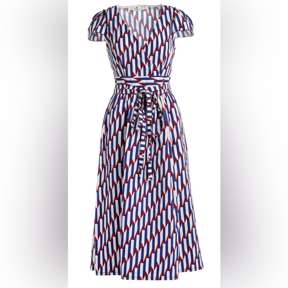 Marc Jacobs Blue and Red Geometric Midi Dress